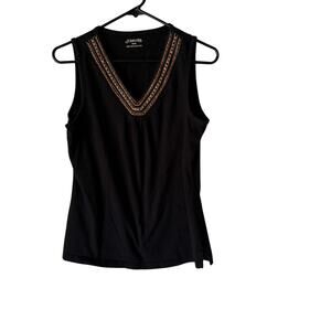 St Johns Bay Tank‎ Top Y2k Petite Medium Beaded Trim Boho Top Boho Grunge